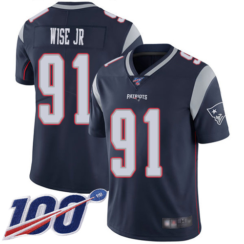 New England Patriots Football #91 100th Limited Navy Blue Men Deatrich Wise Jr Home NFL Jersey